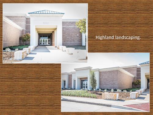 Twp photos of Highland Middle School landscaping. 